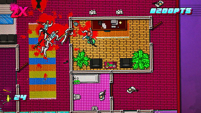 Shoot the first guard - Scene 19 - House Call - Act 5 - Intermission - Hotline Miami 2: Wrong Number - Game Guide and Walkthrough