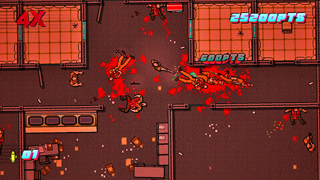 The area to the right is being patrolled by an enemy with a shotgun - Scene 20 - Release - Act 5 - Intermission - Hotline Miami 2: Wrong Number - Game Guide and Walkthrough
