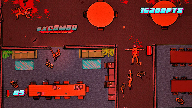 You find another shooter below, on the right - Scene 20 - Release - Act 5 - Intermission - Hotline Miami 2: Wrong Number - Game Guide and Walkthrough