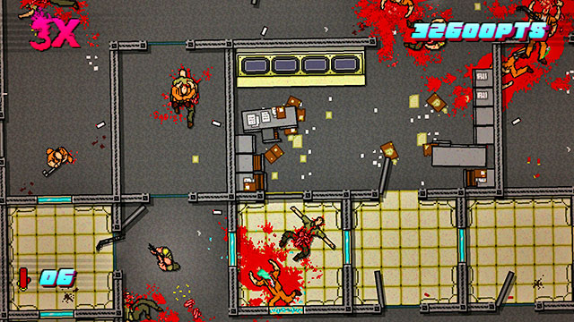 Open the door and shoot down to kill a beefcake - Scene 20 - Release - Act 5 - Intermission - Hotline Miami 2: Wrong Number - Game Guide and Walkthrough
