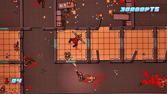 In the corridor that goes up, you find another quick prisoner so, be prepared to throw your weapon at him - Scene 20 - Release - Act 5 - Intermission - Hotline Miami 2: Wrong Number - Game Guide and Walkthrough