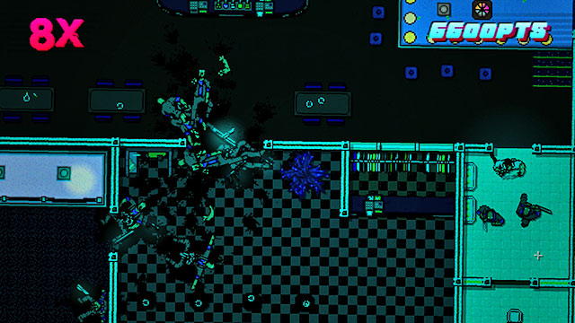 The upper part of the map is being patrolled by several shooters - Scene 21 - Seizure - Act 6 - Catastrophe - Hotline Miami 2: Wrong Number - Game Guide and Walkthrough