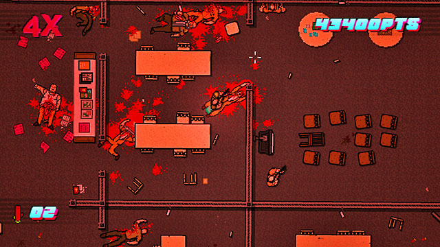 Go left, until you return to where you saw the inmates killed by the armed cops - Scene 20 - Release - Act 5 - Intermission - Hotline Miami 2: Wrong Number - Game Guide and Walkthrough