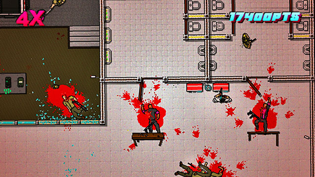 In both rooms on the left, there are shooters - Scene 22 - Blood Money - Act 6 - Catastrophe - Hotline Miami 2: Wrong Number - Game Guide and Walkthrough