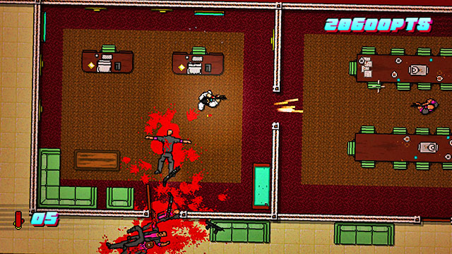 Eliminate the patrolling guard - Scene 22 - Blood Money - Act 6 - Catastrophe - Hotline Miami 2: Wrong Number - Game Guide and Walkthrough