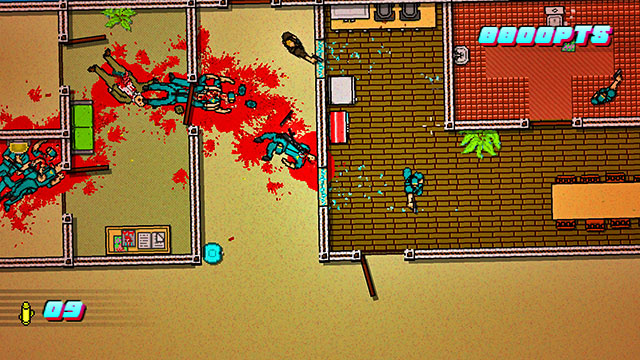 You find more guards below - Scene 23 - Caught - Act 6 - Catastrophe - Hotline Miami 2: Wrong Number - Game Guide and Walkthrough