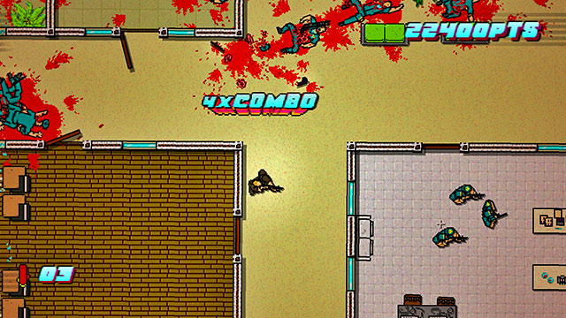 After the massacre leave the building - Scene 23 - Caught - Act 6 - Catastrophe - Hotline Miami 2: Wrong Number - Game Guide and Walkthrough