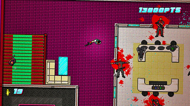 Across the window, shoot at the beefcake - Scene 24 - Take Over - Act 6 - Catastrophe - Hotline Miami 2: Wrong Number - Game Guide and Walkthrough