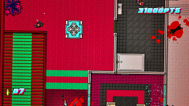 On the next map, go right and shoot the first guards - Scene 24 - Take Over - Act 6 - Catastrophe - Hotline Miami 2: Wrong Number - Game Guide and Walkthrough
