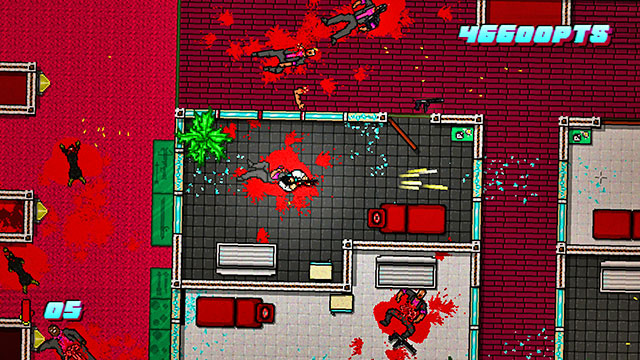 There are more guards in the upper-right side of the map - Scene 24 - Take Over - Act 6 - Catastrophe - Hotline Miami 2: Wrong Number - Game Guide and Walkthrough