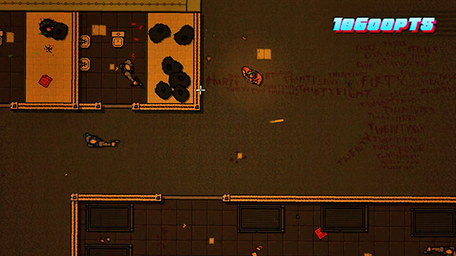 In the room below, there is one more shooter and a few opponents with melee weapons - Bonus Scene - The Abyss - Hotline Miami 2: Wrong Number - Game Guide and Walkthrough