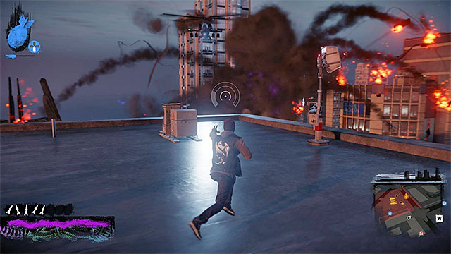 Try to avoid fire from two helicopters at the same time - Downtown - more difficult activities - City - inFamous: Second Son - Game Guide and Walkthrough