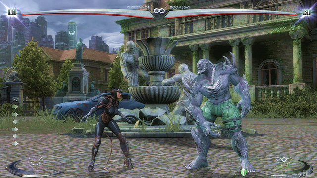 In the middle of the arena in the background there's a fountain, when fighting beside it you can throw the enemy at it - Wayne Manor - Wayne Manor Night - Arenas - Injustice: Gods Among Us - Game Guide and Walkthrough