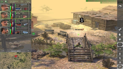If we cant hit anyone from this position, move on the bridge, from which well kill enemies from the near house (1) - Farm - For the good beginning - Jagged Alliance: Back in Action - Game Guide and Walkthrough