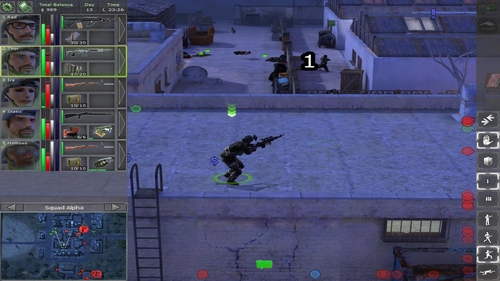 But if we have problems with soldiers going out from the club and for instance hiding behind the wall (1) we can temporarily send Thor on a roof of a building on the south from the club (illustration) - Remaining locations - p. 1 - Remaining locations - Jagged Alliance: Back in Action - Game Guide and Walkthrough