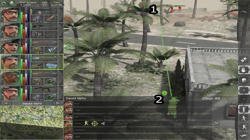 If mercenary using LAW has enough level of the marksmanship we should destroy the second tank without any problems (1), placing our soldier in the shown place (2) - Remaining locations - p. 4 - Remaining locations - Jagged Alliance: Back in Action - Game Guide and Walkthrough