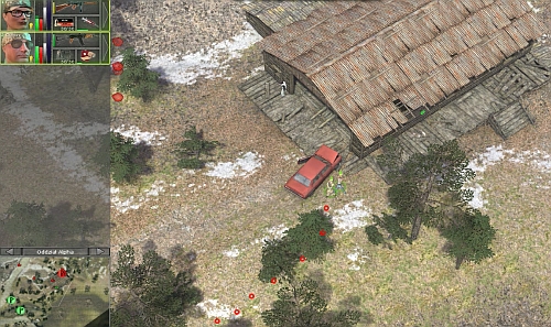 Try to get to the next point on the southern west of the map by the hill (according to the dots on the screen) and remain unnoticed - Outposts and Sawmill [5] - Campaign - southern way - Jagged Alliance: Crossfire - Game Guide and Walkthrough