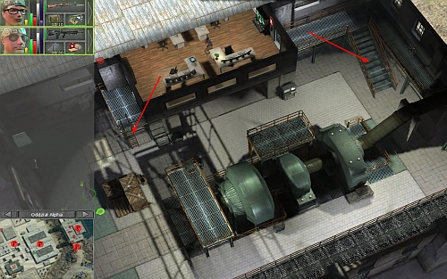 Sneak to the remaining enemies inside the power station, using the stairs or the ladder - Hydroelectric power station [6] - Campaign - northern way - Jagged Alliance: Crossfire - Game Guide and Walkthrough