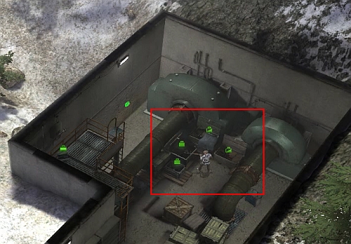 In the building you find boxes with many guns(e - Military base [8] - p. 2 - Campaign - way junction - Jagged Alliance: Crossfire - Game Guide and Walkthrough