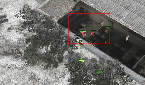 On the northern side of the building you find two places where you can plant C4 what gives you an additional passage and lure enemies - Military base [8] - p. 2 - Campaign - way junction - Jagged Alliance: Crossfire - Game Guide and Walkthrough