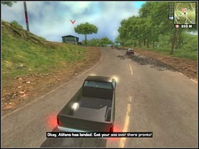 Once you get close enough to the airport, a small convoy will start moving towards a nearby town (one limousine and two armored vehicles) - [Mission 04] The San Esperito Connection - Walkthrough - Just Cause - Game Guide and Walkthrough