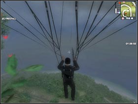 You will have to use the directional buttons in order to steer the parachute correctly (#1) - [Mission 19] Taking Out the Garbage Vol. 1 - Walkthrough - Just Cause - Game Guide and Walkthrough