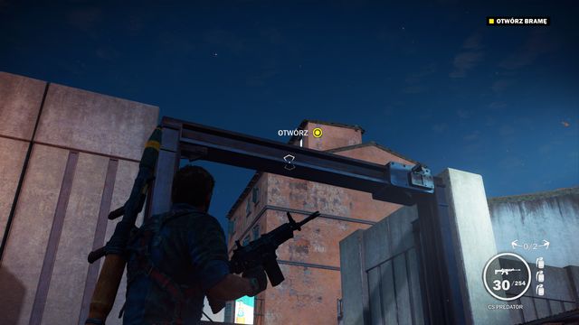 Use the grappling hook to pull the part of the gate and hang it on the beam. - A Terrible Reaction - Walkthrough - Just Cause 3 - Game Guide and Walkthrough
