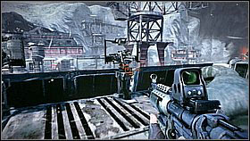 Look out while going onto the roof - you will encounter strong resistance, including a sniper on the opposite platform (shoot the barrels) - Icy Incursion - p. 4 - Walkthrough - Killzone 3 - Game Guide and Walkthrough