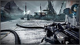 Before you go down, try to kill the rocket launcher enemies - they're hiding behind the equipment on the other side of the square - Stahl Arms Infiltration - p. 2 - Walkthrough - Killzone 3 - Game Guide and Walkthrough