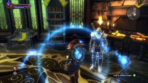 After obtaining the liquid, head to the Officer's Hall M6(11) and speak with Daltan Eames there - Rathir - p.2 - Side missions - Kingdoms of Amalur: Reckoning - Game Guide and Walkthrough