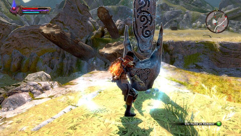 The stone is standing by the cliff beside the road - Summer - Lorestones - Kingdoms of Amalur: Reckoning - Game Guide and Walkthrough