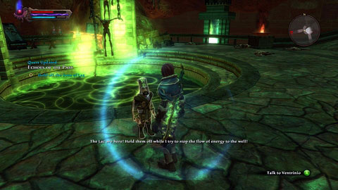 After short conversation he starts to work with the well and you have to protect him - Echoes of the Past - Walkthrough - Kingdoms of Amalur: Reckoning - Game Guide and Walkthrough
