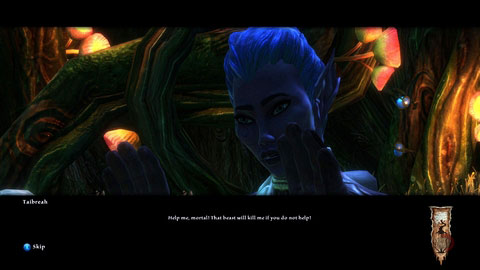 Keep going through the tunnel until you meet Fae named Taibreah - Drowned Forest - p. 1 - Side missions - Kingdoms of Amalur: Reckoning - Game Guide and Walkthrough