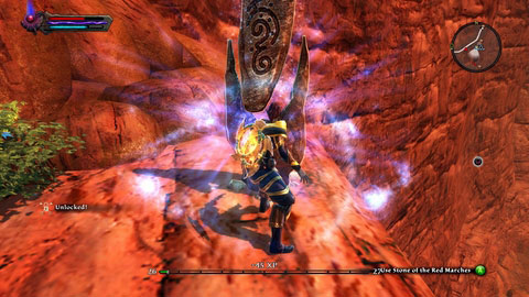 To get the second stone, go to the Tomb of Fyragnos M1(2) and leave the underground with a south exit - The Red Marches - Lorestones - Kingdoms of Amalur: Reckoning - Game Guide and Walkthrough