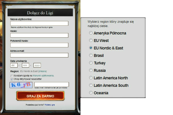 In this box, you need to fill in all necessary data and choose your region - The registration process and choice of region - Basic Gameplay - League of Legends - A beginners guide - Game Guide and Walkthrough