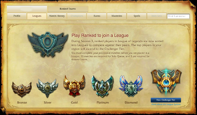 Here you can find information about your current league - Leagues - Player profile - League of Legends - A beginners guide - Game Guide and Walkthrough