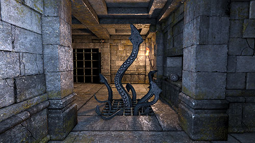 At this spot you will find a very good, heavy weapon - the Flail - Level 7: Ancient Chambers - Walkthrough - Legend of Grimrock - Game Guide and Walkthrough
