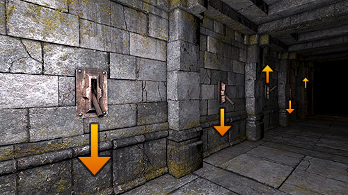 In order to close it, you will need to put five levers found on the northern wall in the right order (the Toorum's Note and the arrangement of the columns found before the levers are hints) - Level 10: Goromorg Temple II - Walkthrough - Legend of Grimrock - Game Guide and Walkthrough