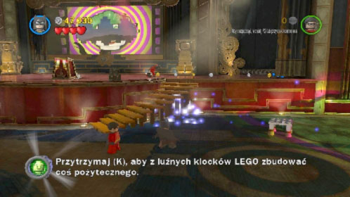 When you gain control over the hero eliminate all enemies in the location (you can also explore the down of the screen where you'll find a couple of violet coins) - Theatrical Pursuits - Walkthrough - LEGO Batman 2: DC Super Heroes - Game Guide and Walkthrough