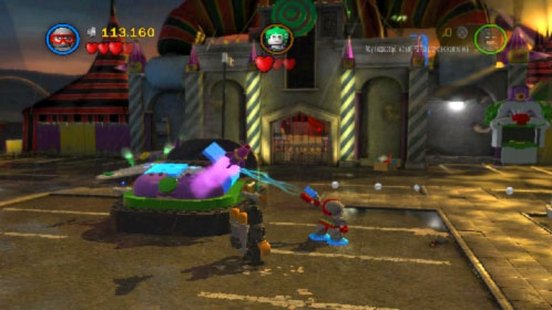 The last thing you must do to defeat the Joker is destroy the car - Harboring a Criminal - Walkthrough - LEGO Batman 2: DC Super Heroes - Game Guide and Walkthrough