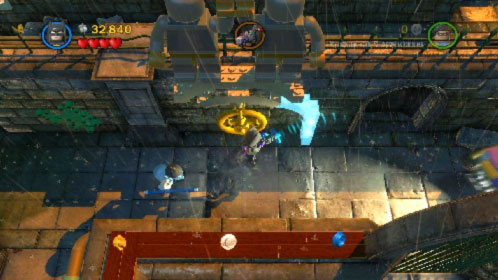 Move to the right where you will find big yellow valve surrounded by two blue pipes - Arkham Asylum Antics - Walkthrough - LEGO Batman 2: DC Super Heroes - Game Guide and Walkthrough
