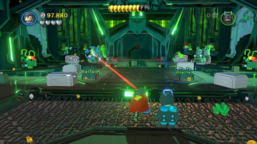 In the next area take down the flying machines (pictures) and get into one of them - Destination Metropolis - Walkthrough - LEGO Batman 2: DC Super Heroes - Game Guide and Walkthrough