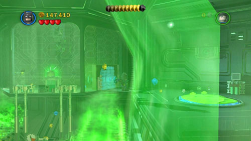 Move toward blue door on the left (picture) and destroy them with pistol - Research and Development - Walkthrough - LEGO Batman 2: DC Super Heroes - Game Guide and Walkthrough
