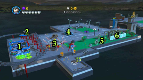 In order to finish this level you have to pick up 1,000,000 coins (multiplier from red bricks are off) so you must destroy almost every object on the map - Bonus level - Walkthrough - LEGO Batman 2: DC Super Heroes - Game Guide and Walkthrough