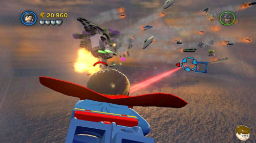 Down to Earth -during the fight with robot, there will be civil chopper running away from fighter - Citizen in peril - Minikits - LEGO Batman 2: DC Super Heroes - Game Guide and Walkthrough