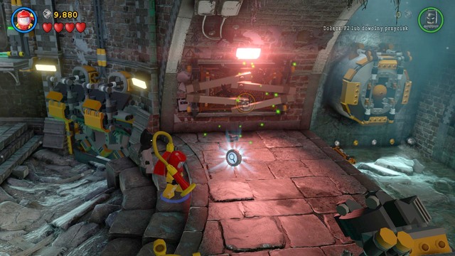 Once you collect all 25 bricks, approach the machine and press the interact button - Pursuers in the Sewers - Walkthrough - LEGO Batman 3: Beyond Gotham - Game Guide and Walkthrough