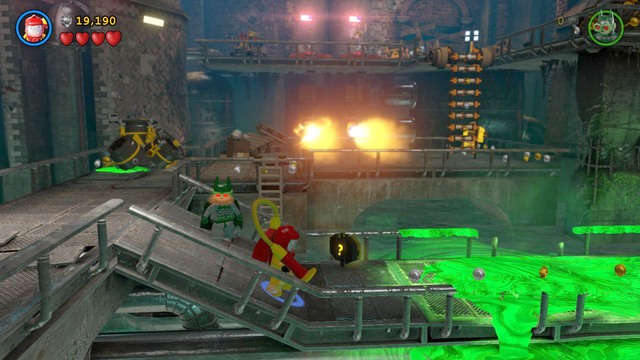 Move to the next part of the location, smashing all brick-made objects on the way (the only thing you cannot smash is the golden toilet), until you get to the place shown in the picture - Pursuers in the Sewers - Walkthrough - LEGO Batman 3: Beyond Gotham - Game Guide and Walkthrough