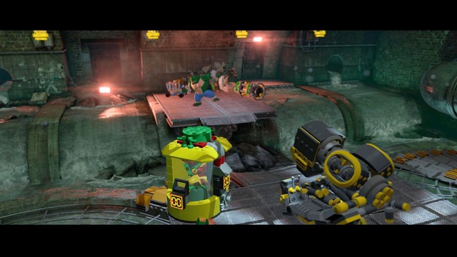 Once you have gathered the bricks from both turbines, approach the machine and move the bricks there to build a cannon - Pursuers in the Sewers - Walkthrough - LEGO Batman 3: Beyond Gotham - Game Guide and Walkthrough