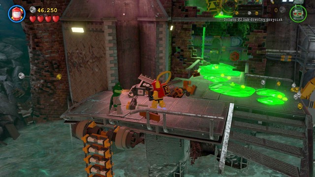 When you go up, switch characters to Robin, approach the lever before you and use it - Pursuers in the Sewers - Walkthrough - LEGO Batman 3: Beyond Gotham - Game Guide and Walkthrough