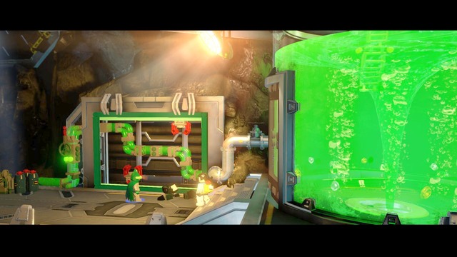 Change the position of two bricks (one on the right and one on the left) in order to make the fuel flow toward rockets - Space Suits You, Sir! - Walkthrough - LEGO Batman 3: Beyond Gotham - Game Guide and Walkthrough